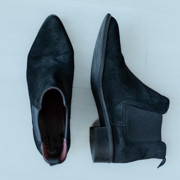 FRAU Women’s Suede Chelsea Boots Black Slip-On Classic Ankle Boots US 8 - Picture 1 of 9